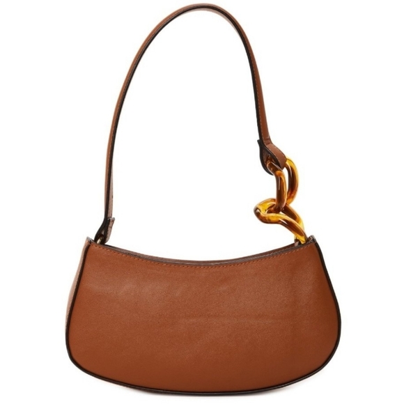No Boundaries Women's Top Zip Shoulder Bag, Cognac - Picture 2 of 5